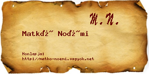 Matkó Noémi névjegykártya